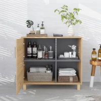 HOMCOM Bathroom Cabinet, Freestanding Bathroom Cabinet with Open Compartments and Double Doors(m-6)