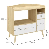 HOMCOM Meuble de rangement buffet de cuisine pour micro-ondes avec placards tiroir 85 x 40 x 88,5 cm naturel et blanc(m-3)