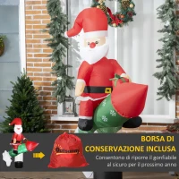 Outsunny Babbo Natale Gonfiabile con Missile, Luci LED e Gonfiatore Incluso, 154x76x183cm(m-8)