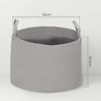 HOMCOM 88L Cotton Rope Laundry Basket, with Handles - Grey(m-3)