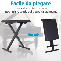 HOMCOM Panca per Pianoforte Imbottita Altezza Regolabile Pieghevole Antiscivolo, Nero, 39x29x47cm(m-5)