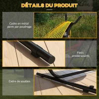 Outsunny Support Pied de hamac avec porte-gobelet Structure Robuste métal époxy Noir dim. 305L x 129l x 109H cm 150kg sans hamac(m-6)