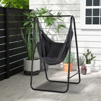 Outsunny Hammock Chair with Stand, Hammock Swing Chair with Cushion, Dark Grey(m-2)