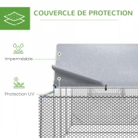PawHut Enclos poulailler chenil volière extérieur 12,5 m² pour 12 à 15 poules 6,6 x 1,9 x 1,95 m acier galvanisé(m-5)
