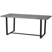 HOMCOM Table à manger ractangulaire pour 8 personnes plateau aspect bois et pied métal noir, 180L x 90l x 75H cm(m-1)
