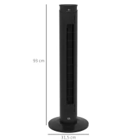 HOMCOM Ventilateur colonne télécommande minuterie 12 heures mode veille 3 vitesses ventilateur tour oscillant 70 ° noir(m-3)