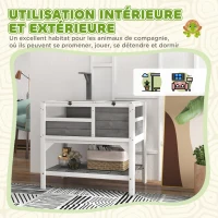 PawHut Maison enclos pour tortues sur pieds avec étagère de rangement en bois massif - 84 x 51 x 103 cm(m-8)