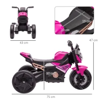 AIYAPLAY Motorcycle Design, 3 in 1 Toddler Trike, Sliding Car, Balance Bike with Headlight, Music, Horn, Pink(m-3)