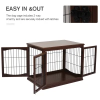 PawHut Dog Crate Furniture, Puppy Crate End Table, Pet Kennel House with 2 Doors for Medium and Small Dogs, 81 x 58.5 x 66 cm, Brown(m-6)