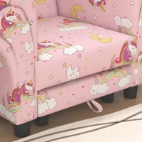 AIYAPLAY 2 Piece Kids Sofa Set with Unicorn Design, Wooden Frame, for 1.5-3 Years Old, Pink(m-9)