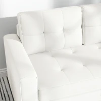 HOMCOM Canapé convertible 2 places canapé-lit avec dossier capitonné, coussins et matelas pliable au sol, blanc(m-8)