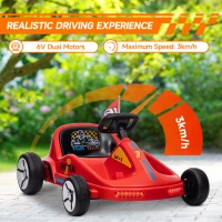 AIYAPLAY 6V Electric Go Kart for Kids with Music, Light, Horn, for 3-5 Years, Red(m-4)