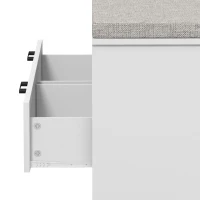 HOMCOM Shoe Bench with Removable Cushion, Shoe Storage Bench with Padded Seat, Open Compartments and Drawers for Entryway Hallway(m-8)