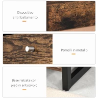 HOMCOM Mobile Scarpiera Salvaspazio Stile Industriale per 12 Paia di Scarpe, Legno e Metallo, 60x24x115cm Marrone e Nero(m-6)