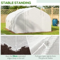 Outsunny 4 x 3(m) Walk-in Polytunnel Greenhouse, Zipped Roll Up Sidewalls, Mesh Door, 8 Mesh Windows, Tunnel Warm House Tent with PE Cover, Complimentary Plant Labels and Gloves, White(m-8)
