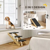 PawHut Adjustable Dog Steps Dog Ramp, 3-Step Non-slip Pet Stairs for Medium Sized Dogs, Foldable Dog Stairs for Bed Sofa(m-5)