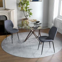 HOMCOM Velvet Dining Chairs Set of 2, 2 Piece Dining Room Chairs with Backrest, Padded Seat and Steel Legs, Dark Grey(m-7)