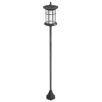 Outsunny Lampadaire sur pied solaire extérieur jardin avec lampe LED 23,5 x 23,5 x 184 cm noir(m-1)