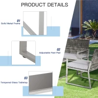 Outsunny 4PC Rattan Garden Furniture Set 2 Single Sofa Arm Chairs 1 Bench with Cushions & Coffee Table Patio Backyard Wicker Weave(m-7)