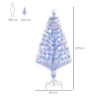 HOMCOM 4FT Artificial Fibre Optic Christmas Tree Seasonal Decoration w/ LED Lights Pre-Lit Easy Store White Blue(m-3)