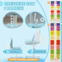 AIYAPLAY Set Scrivania e Sedia per Bambini Regolabili, Banco Scuola con Piano Inclinabile, Cassetto, Scaffale, Blu(m-5)