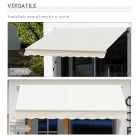 Outsunny Tenda da Sole Avvolgibile a Caduta con Manovella, in Alluminio e Poliestere, 3x2.5m, Bianco(m-6)