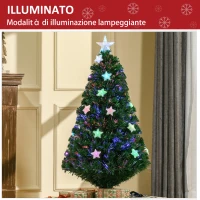 HOMCOM Albero di Natale artificiale 120cm in fibra ottica con 16 LED e 3 colori a forma di stella foltissimo, rimovibile e pieghevole | Aosom Italy(m-4)