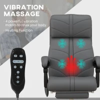 Vinsetto High Back Vibration Massage Office Chair, Heated Reclining PU Leather Computer Chair with Footrest, Grey(m-4)
