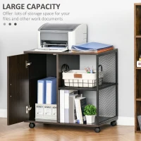 HOMCOM Printer Stand Home Office Mobile Storge File Cabinet Organizer with Castors, Door, Walnut Brown(m-4)