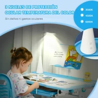 HOMCOM Escritorio y Silla para +6 Años con Altura Ajustable e Inclinable 80x49,5x82-104 cm y 35,5x43,5x63-73 cm Azul(m-8)