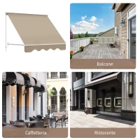 Outsunny Tenda da Sole a Caduta con Rullo Avvolgibile e Angolazione Regolabile 0-120°, 180×70cm, Beige(m-7)