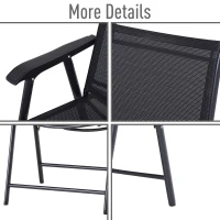 Outsunny Set of 4 Folding Garden Chairs, Metal Frame Garden Chairs Outdoor Patio Park Dining Seat with Breathable Mesh Seat, Black(m-7)
