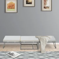 HOMCOM Divano Letto Design 2-in-1 Pieghevole 3 Cuscini Imbottiti Pelle, Cotone, Ferro, Spugna Grigio 192x69x37cm Max:150kg(m-2)