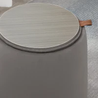 HOMCOM Pouf Contenitore in Velluto 2 in 1 Convertibile in Tavolino da Caffè, Ø44x47.5cm, Grigio(m-9)