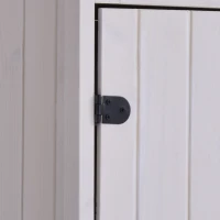 Outsunny Armoire abri de Jardin Remise pour Outils 3 étagères Porte loquet Toit Pente bitumé 68L x 65l x 214H cm pin Massif traité Blanc(m-9)