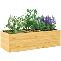 Outsunny Fioriera da Esterno in Legno di Abete Divisa in 3 Aree con Strato in Tessuto non Tessuto, 140x60x40 cm
