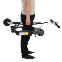 HOMCOM HOMCOM Patinete Eléctrico Scooter Plegable Negro Patinete Eléctrico Scooter Plegable con Manillar y tipo Monopatín con Freno y Caballete 120W Carga 80kg 81.5x37x96cm (Negro)(m-7)