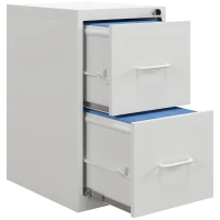 HOMCOM Two-Drawer Modern Steel Filing Cabinet - Cream(m-1)