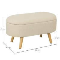 HOMCOM Teddy Fleece Storage Ottoman - Cream White(m-3)