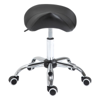 HOMCOM Tabouret à roulettes, tabouret de massage avec hauteur réglable 49-61 cm et selle ergonomique, chaise de travail à roulettes pivotant 360°, pour salon de massage, tatouage, clinique, spa, noir