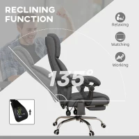 Vinsetto High Back Vibration Massage Office Chair, Heated Reclining PU Leather Computer Chair with Footrest, Grey(m-6)