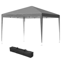 Outsunny 3 x 3 m Garden Pop Up Gazebo Marquee Party Tent Wedding Canopy, Height Adjustable with Carrying Bag, Grey(m-11)