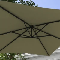 Outsunny 3m Square Canopy Cantilever Parasol, with Cross Base - Beige(m-7)