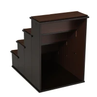 PawHut 4 Step Wooden Dog Steps Pet Stairs for Dogs, Cat Ladder for Bed Couch with Non-Slip Carpet 40 x 59 x 54.2 cm, Dark brown(m-7)