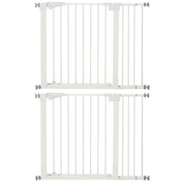 PawHut Lot de 2 barrières de sécurité pour chien animaux sans perçage avec fermeture automatique largeur 76-103 cm blanc(m-10)