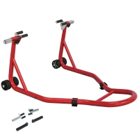 HOMCOM Support pour moto, béquille avant pour moto avec bras oscillant en U et en L, support universel pour atelier, rouge(m-10)