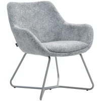 HOMCOM Sedia Moderna con Braccioli e Schienale Imbottiti, in Tessuto Effetto Lino e Acciaio, 63x69x75 cm, Grigio(m-10)