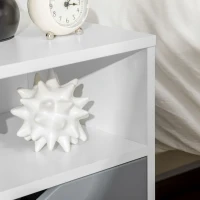 HOMCOM Modern Bedside Table, Side End Table with Shelf, Drawer and Wood Legs, 36.8cmx33cmx43.8cm, White and Grey(m-8)