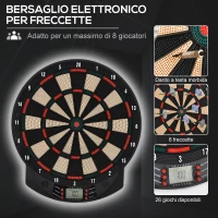 HOMCOM Bersaglio a freccette elettronico in PP con 6 Freccette e Tabellone segna Punti, 44x39.5x 2.2cm, Nero(m-5)