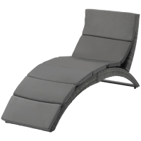 Outsunny Bain de soleil transat pliable chaise longue d'extérieur avec matelas grand confort en métal et résine tressée - gris